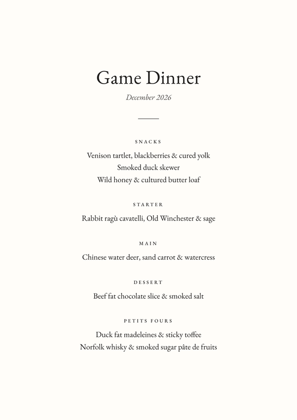 Jarrolds Letheringsett Game Dinner 4th December