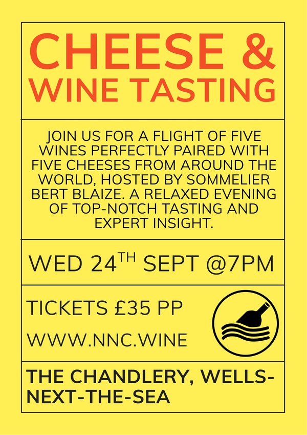 Cheese &  Wine Tasting WED 24TH September @7pm