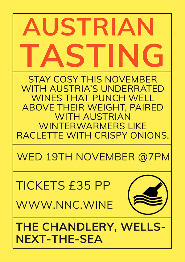 Austrian Wine Tasting Wednesday 19th November @ 7 PM
